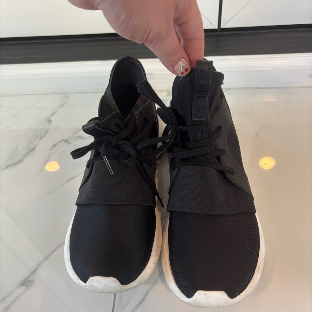 Adidas Black Slip-On Sneakers with White Outsole